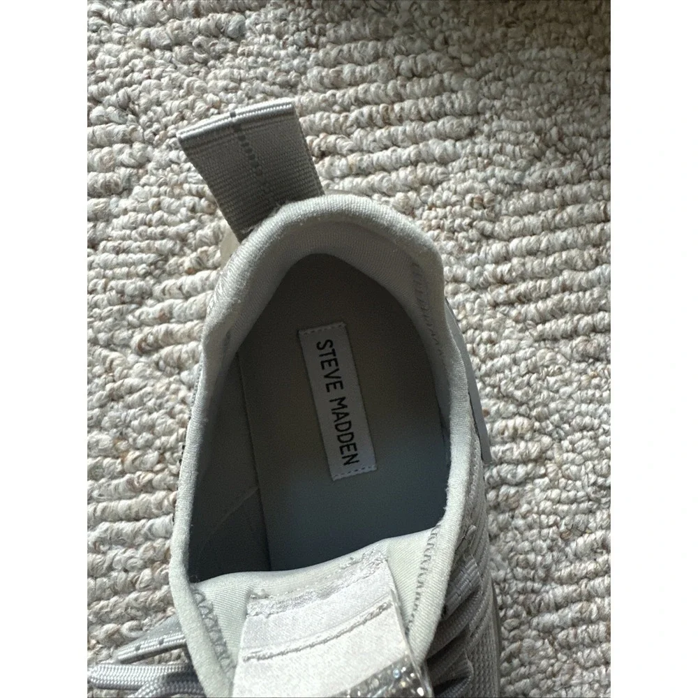 Steve Madden‎ Womens Maxima Gray Bling Multi Fashion Rhinestone Sneaker Size 7